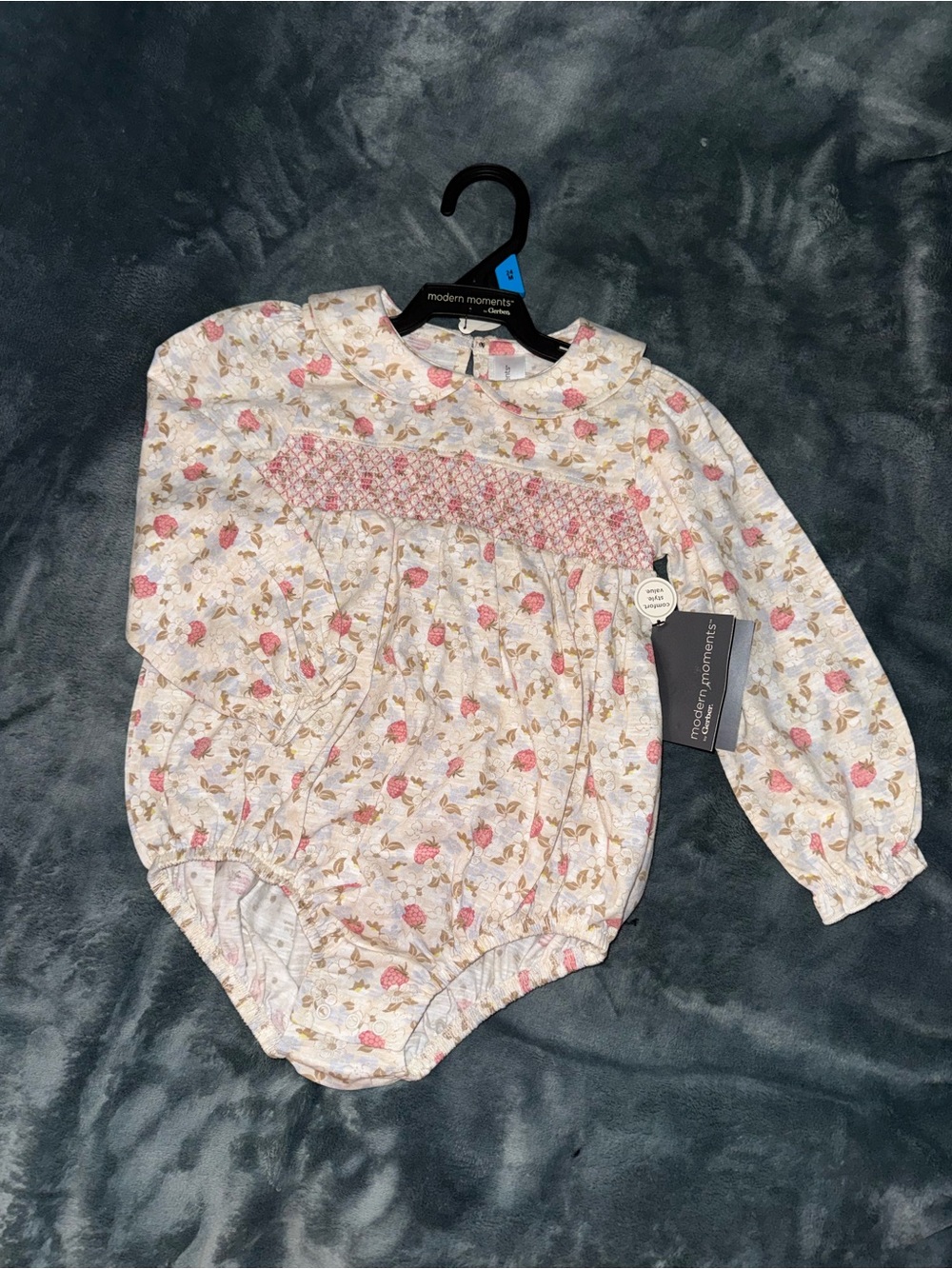 Modern Moments Pink Floral Smocked Baby One-Piece Bodysuit